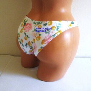 Victoria Secret Swim Brazilian Bikini Bottom EXTRA-LARGE White Floral Lemons nwt